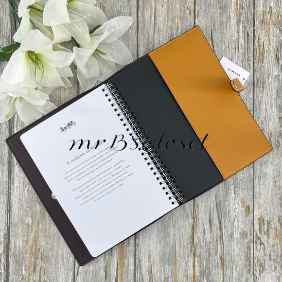 Authentic Coach Floral Print Notebook Leather Walnut Yellow Bag Purse - Picture 2 of 4